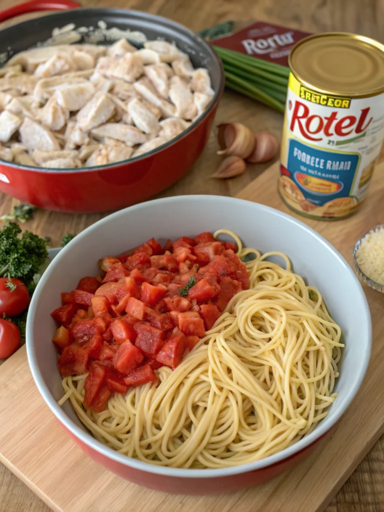 chicken spaghetti recipe with rotelingredients