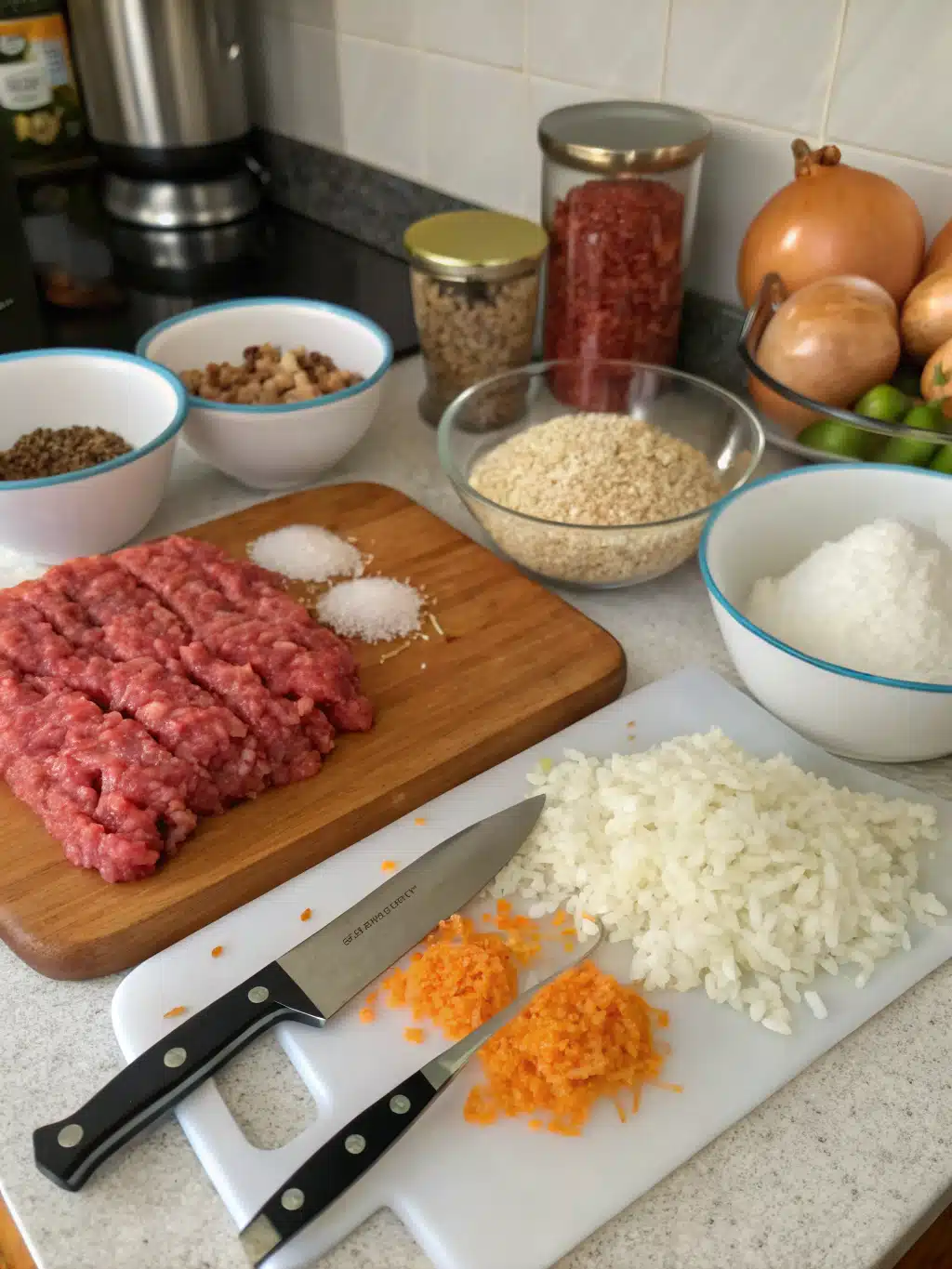 Ground beef and rice preparation