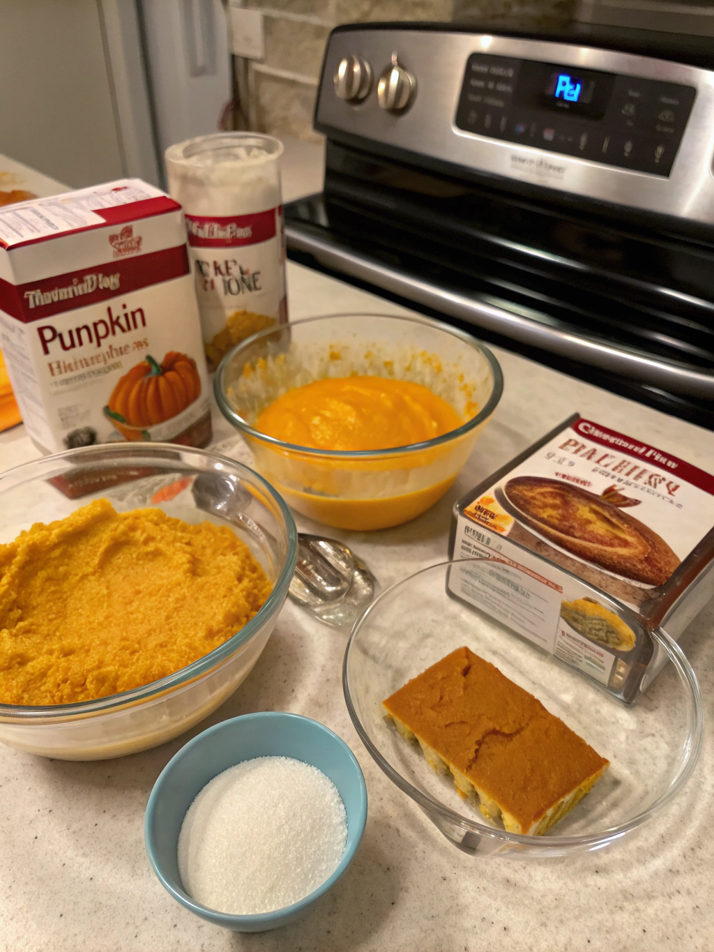 pumpkin dump cake recipe prep
