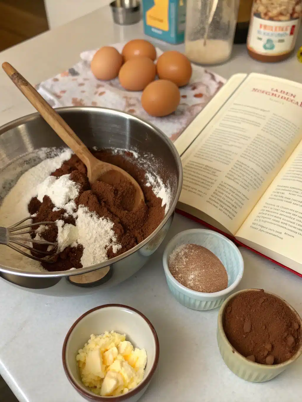 chocolate pudding cake recipe prep