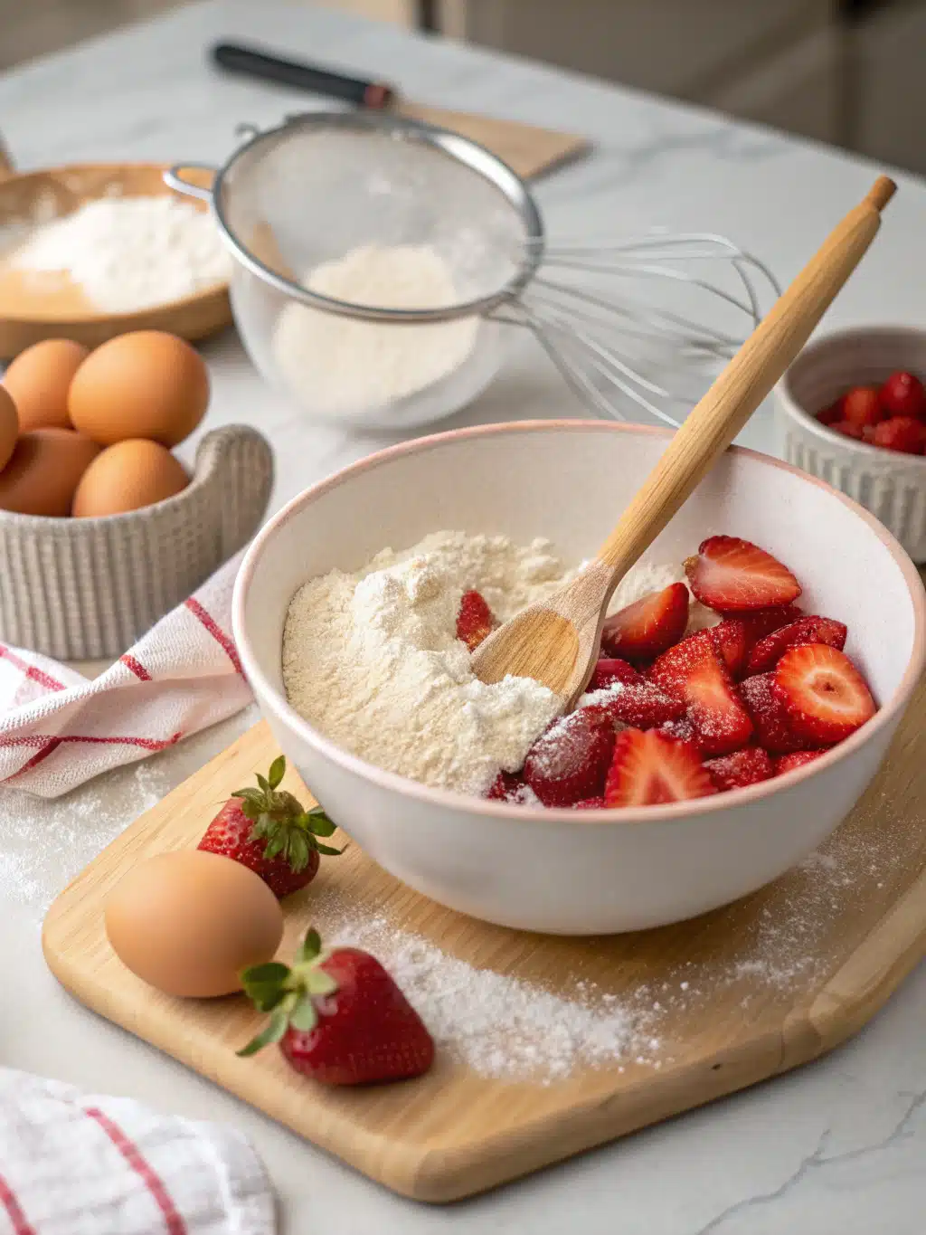 strawberry pound cake recipe prep